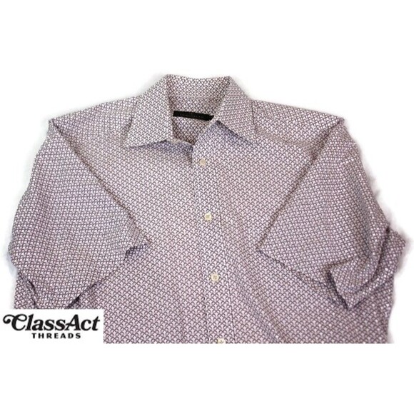 Bugatchi Shirt Mens Brown Button Up Geometric Short Sleeve Sz M - Picture 2 of 8